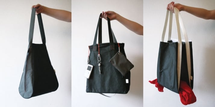 RUSH BAGS: 90°, 180°, 360° / 2009Materials: Nylon, coated cotton 