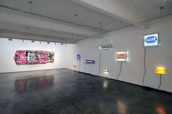 Installation shot, left - right: Pink Painting 1996-2009. Light boxes, years and dimensions variable  //  photo © Paul Tucker 2009