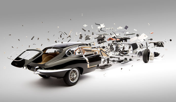 Black Jaguar E-Type (1961); Disintegrating 03, photo © Fabian Oefner.