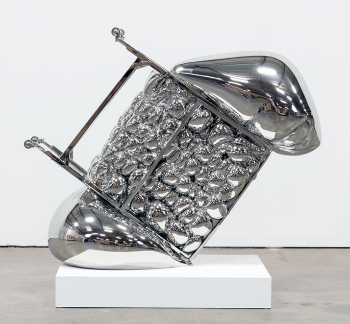 Joel Morisson, Still Crashing, 2013 Stainless steel, 111,8 x 149,9 x 73,7 cm.Courtesy of the artist and Almine Rech Gallery.