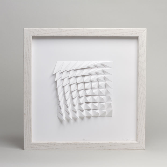 Extraction 1 White, 2012; paper 12 x 12 x 1 inches. Photo by Cullen Stephenson.
