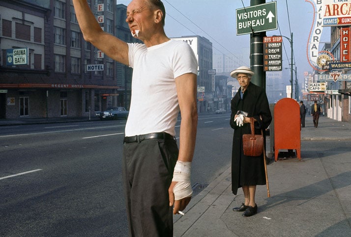 Fred Herzog: Man with Bandage, 1968. Courtesy of Equinox Gallery, Vancouver. © Fred Herzog, 2014.