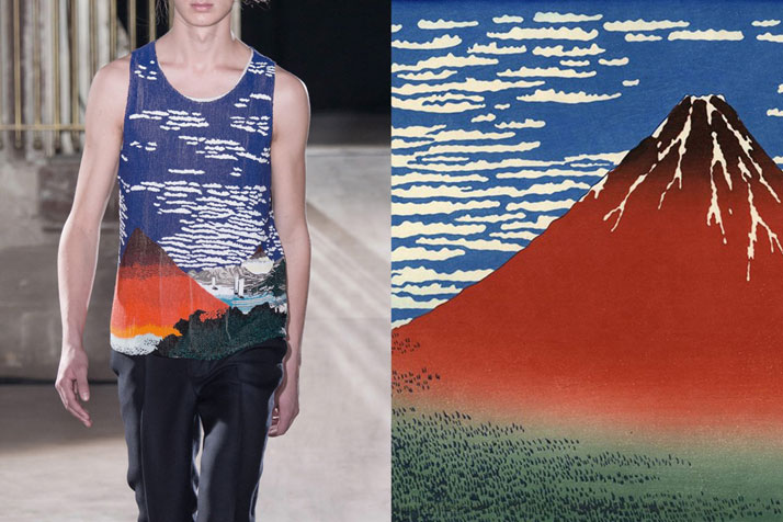 Match #203Raf Simons Spring 2015 | Fuji, Mountains in clear Weather (Red Fuji) by Hokusai