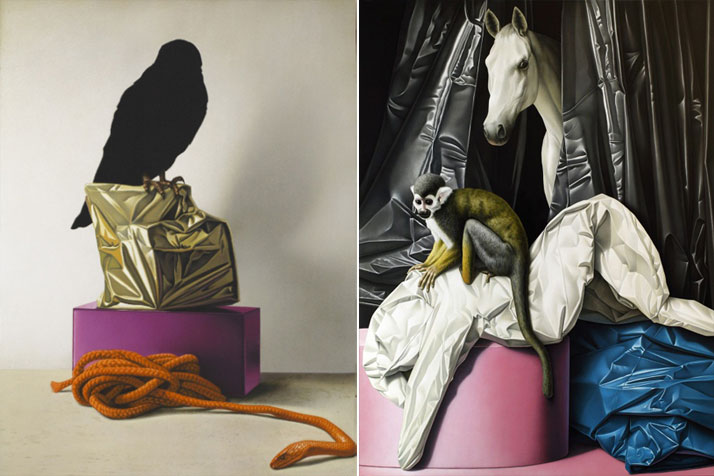 Left: Eckart Hahn, Nighthawk, 2013. Acrylic on canvas, 70 x 50 cm. Photo courtesy of Wagner + Partner Berlin.Right: Eckart Hahn, ALB, 2012. Acrylic on canvas, 200 x 150 cm. Photo courtesy of Wagner + Partner Berlin.