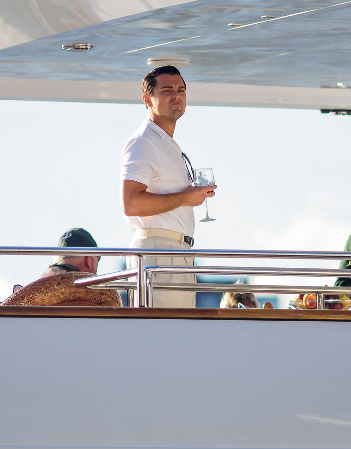 Photo from the book The Stylish Life - Yachting, published by teNeues. Leonardo DiCaprio films The Wolf of Wall Street with Martin Scorsese on a yacht in New York City, Photo © J.B. Nicholas/Splash News/Corbis.