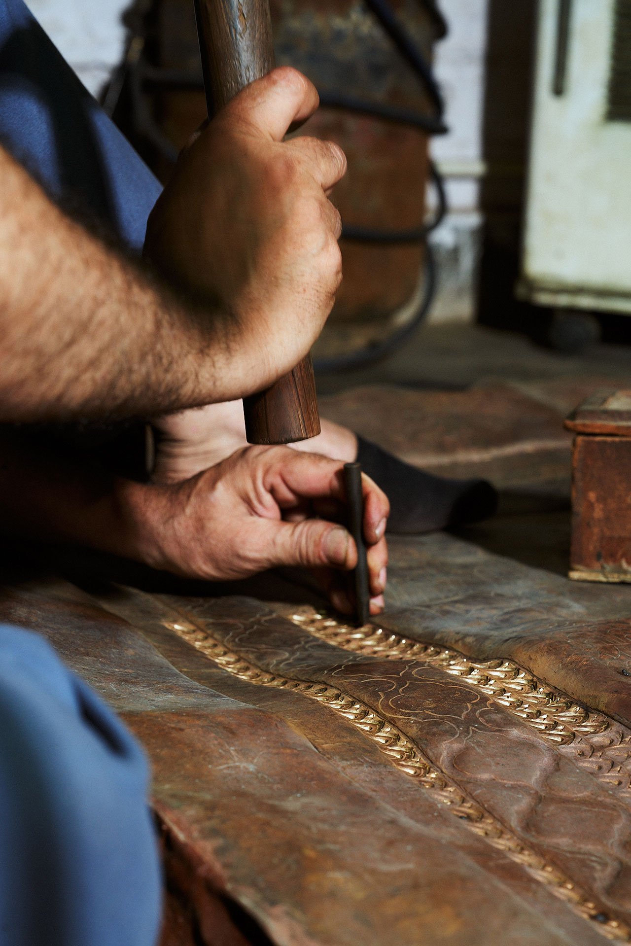 Artisans at work at Vikram Goyal Studio in New Delhi.
Courtesy of Vikram Goyal.