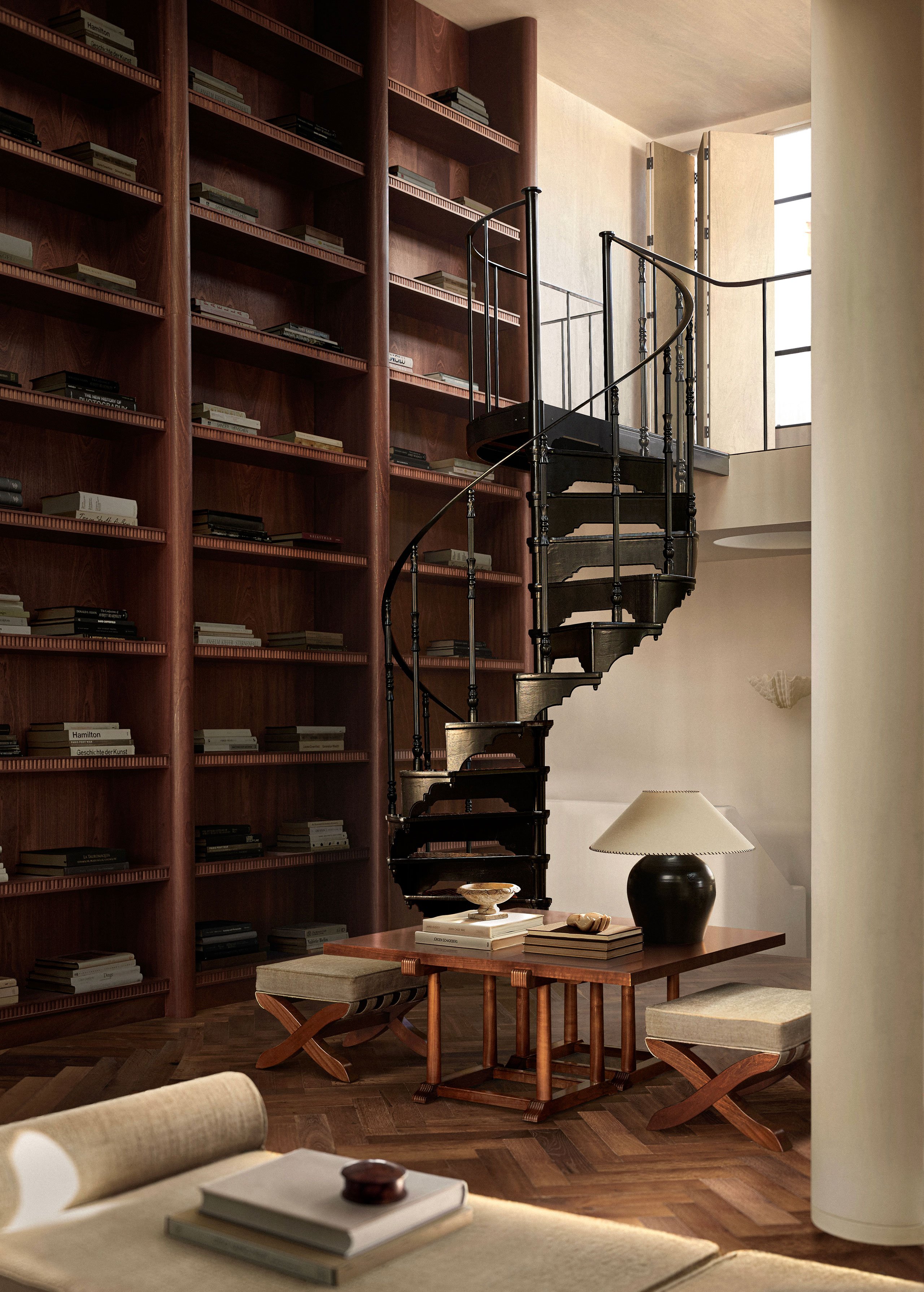 Low table, Stools, Table lamp &amp; Bookcase: Custom design by Child Studio.
Photography by Helen Cathcart.