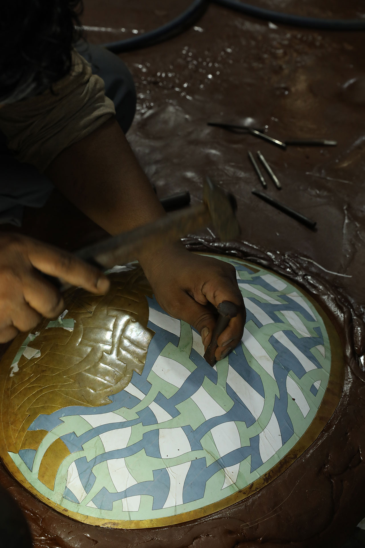 Artisans at work at Vikram Goyal Studio in New Delhi.
Courtesy of Vikram Goyal.