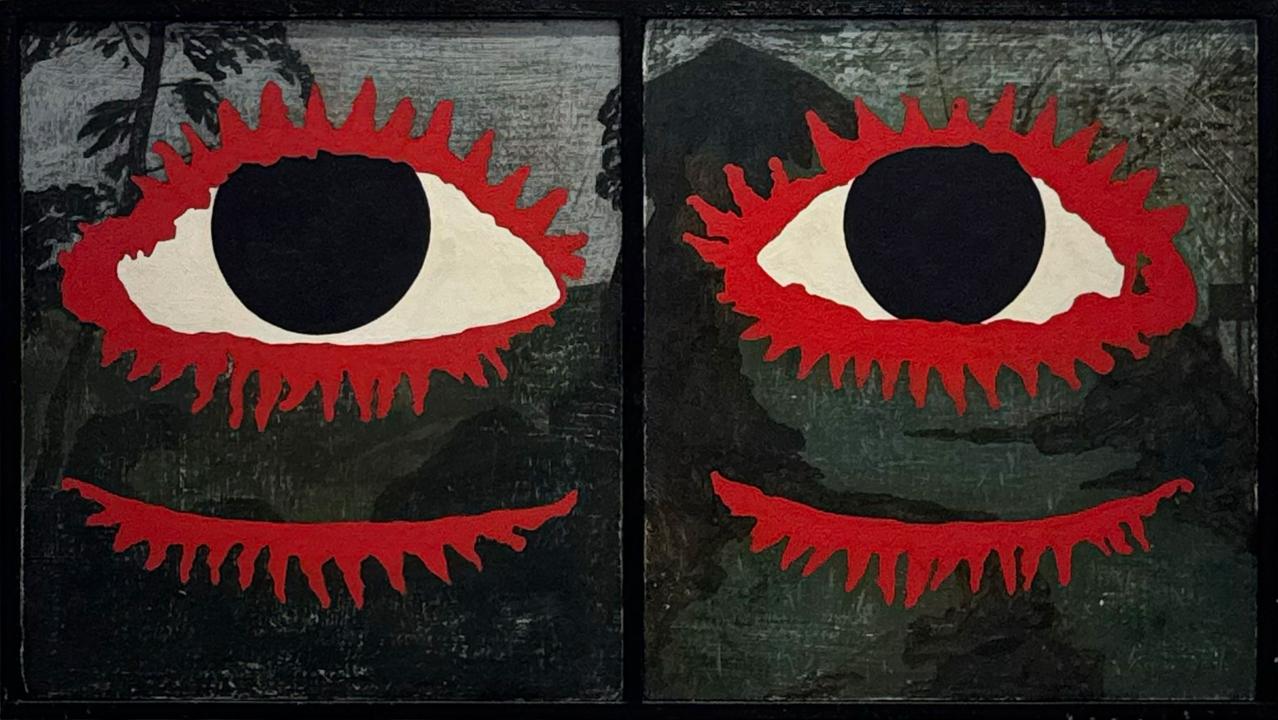 Iasonas Kampanis, Sonnet to Orpheus 2:13, 2024. Acrylics on canvas mounted on wood, 23,5 x 42 x 3 cm (diptych).
Wilhelmina’s.