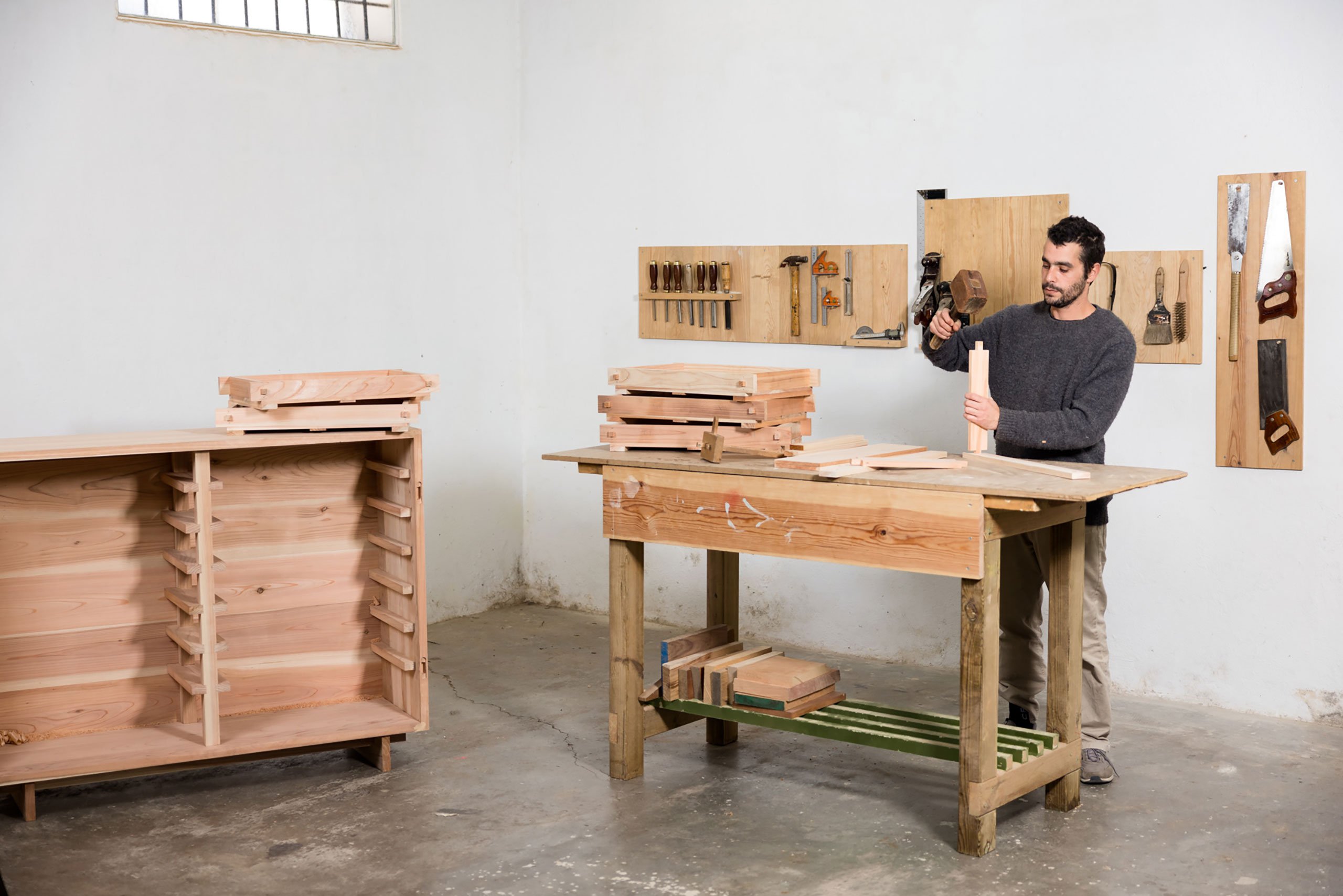 Designer Miguel Saboya in his workshop. Photography by Jody Daunton.