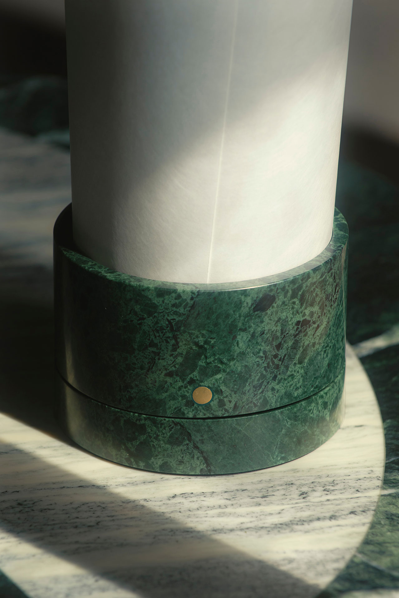 Teo Table Lamp by Luca Nichetto in Verde Guatemala.© Salvatori.