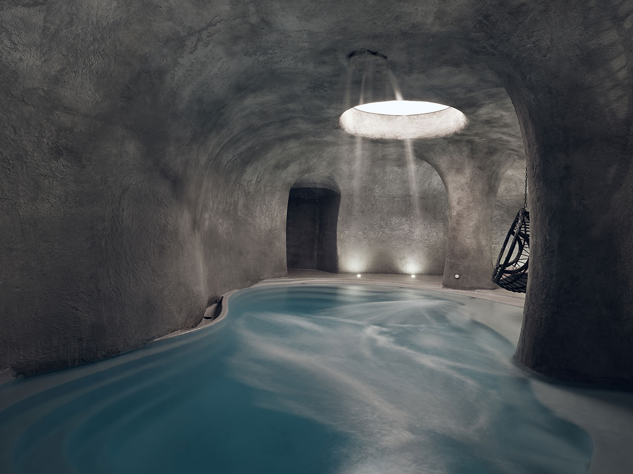 Contessina’s luxury spa includes an immersive, cave-like indoor pool. © Contessina Suites &amp; Spa | Zakynthos, Greece.