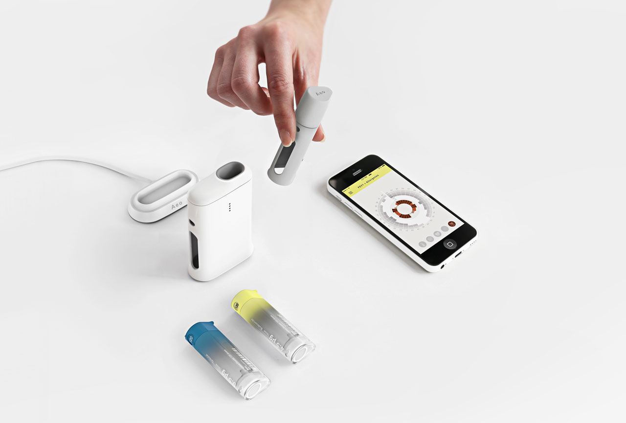 Aeo asthma medication kit focused on symptom awareness and conscious medication dosing. Part of the Global Grad Show 2016.
Graduation Project by Anna-Maria SchneiderMFA Advanced Product DesignUmeå Institute of DesignNorrland University Hospital