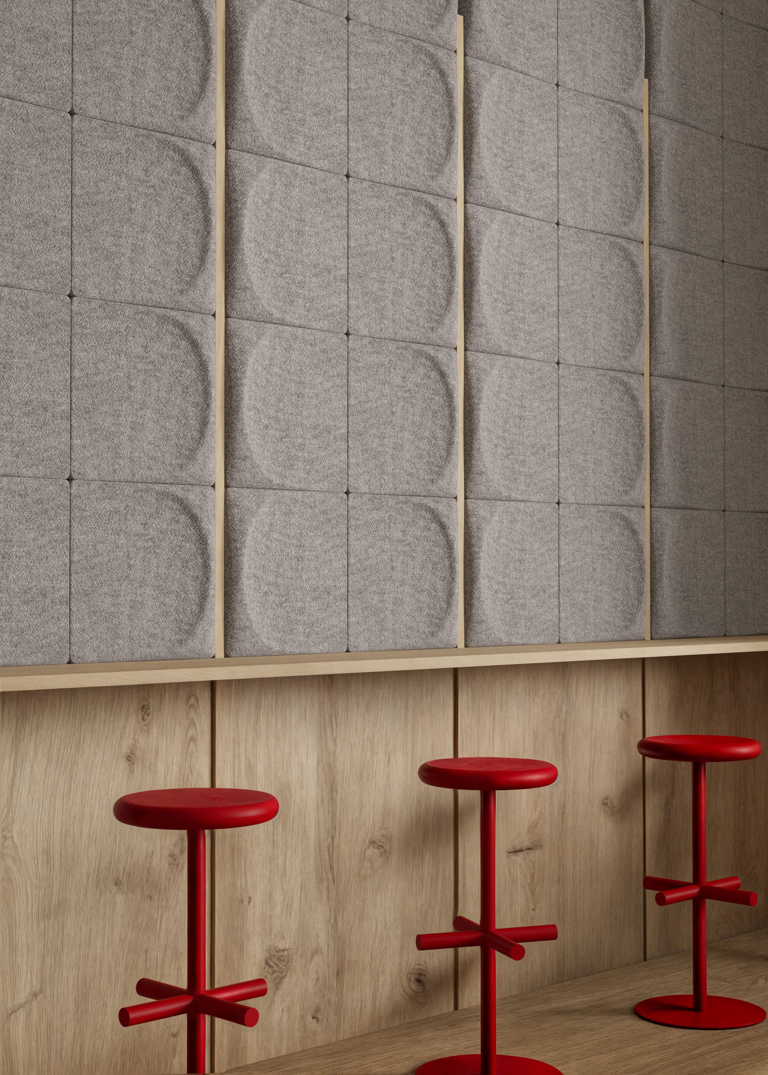 Drip sound absorbers/wall decorations by Stone Designs for Blå Station.