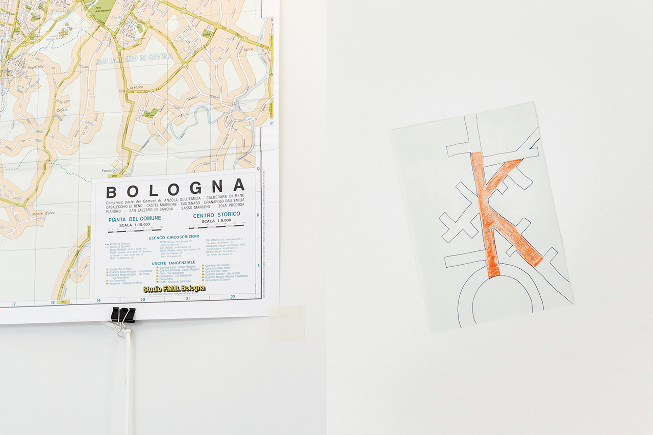 K _ by Christian Baraldi
Bologna map
(Paper, ink pen, colored pencil)
Photo by Francesca Iovene.