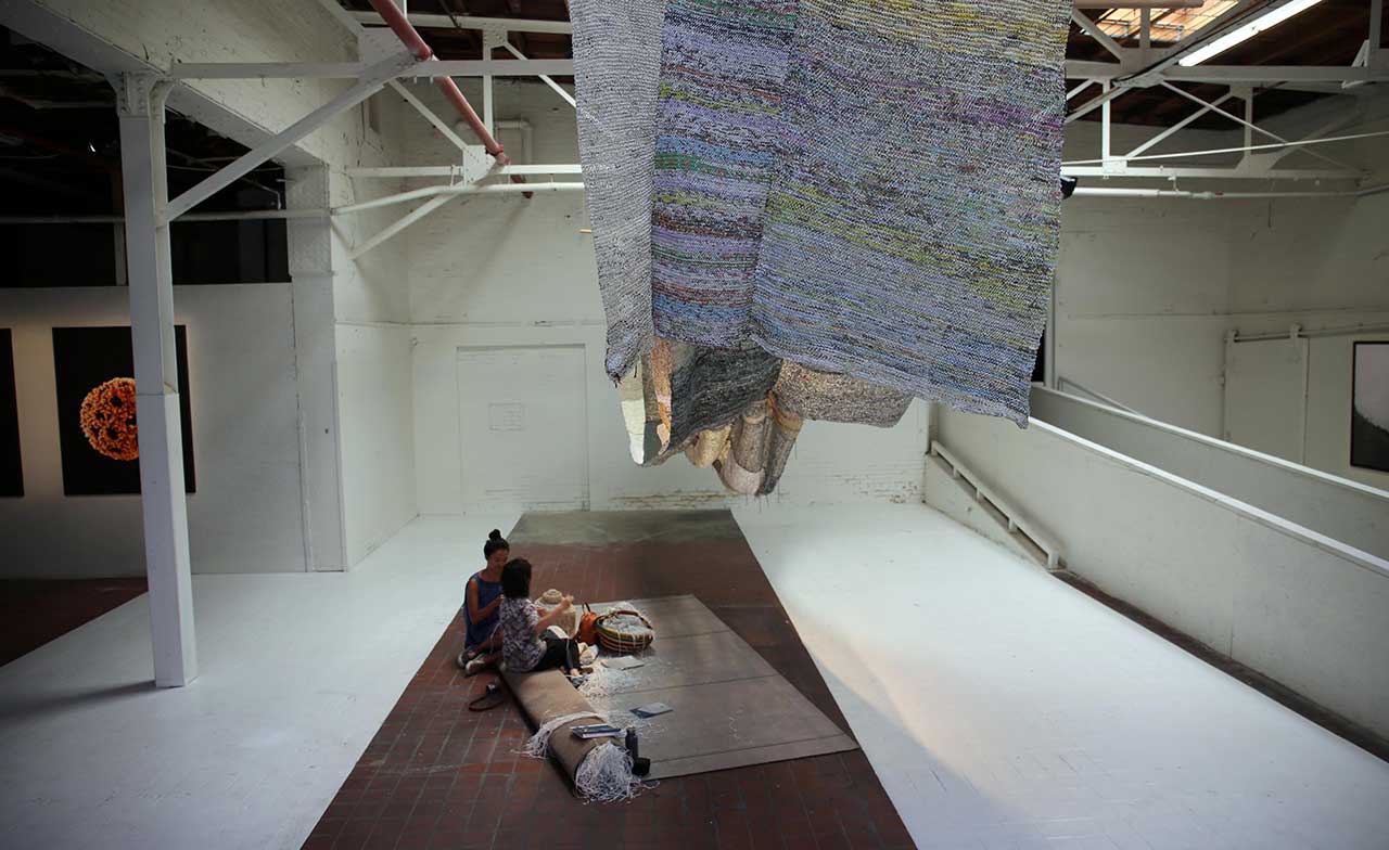 Movana Chen, Knitting Conversations, 2011-ongoing. Paper. Photo by Gloria Yu.