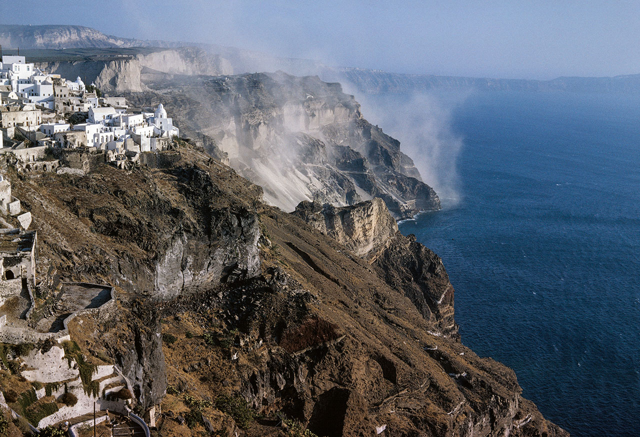 Santorini. Dust from the pumice quarries. Photo © Robert McCabe.