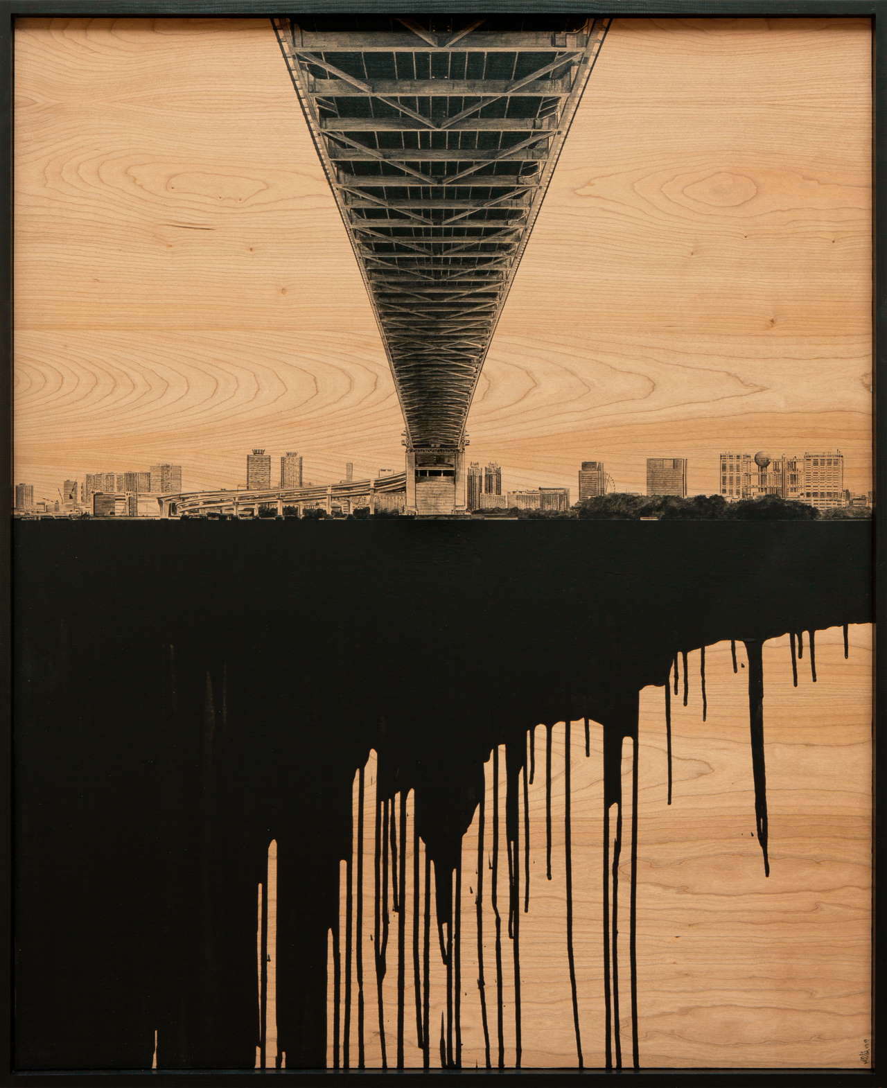 Laurent Minguet, Dark side of Tokyo, 2019. Acrylic on cherrywood panel, 98 x 120 cm. © Laurent Minguet.