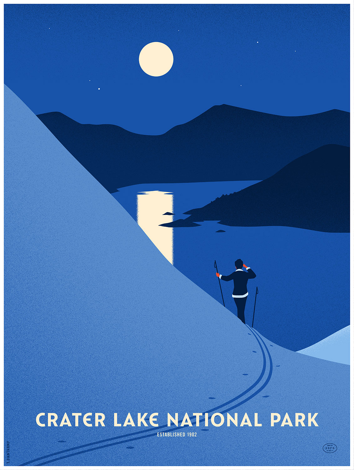Thomas Danthony, Crater Lake National Park Poster, 10 color screen printed poster. © Thomas Danthony.